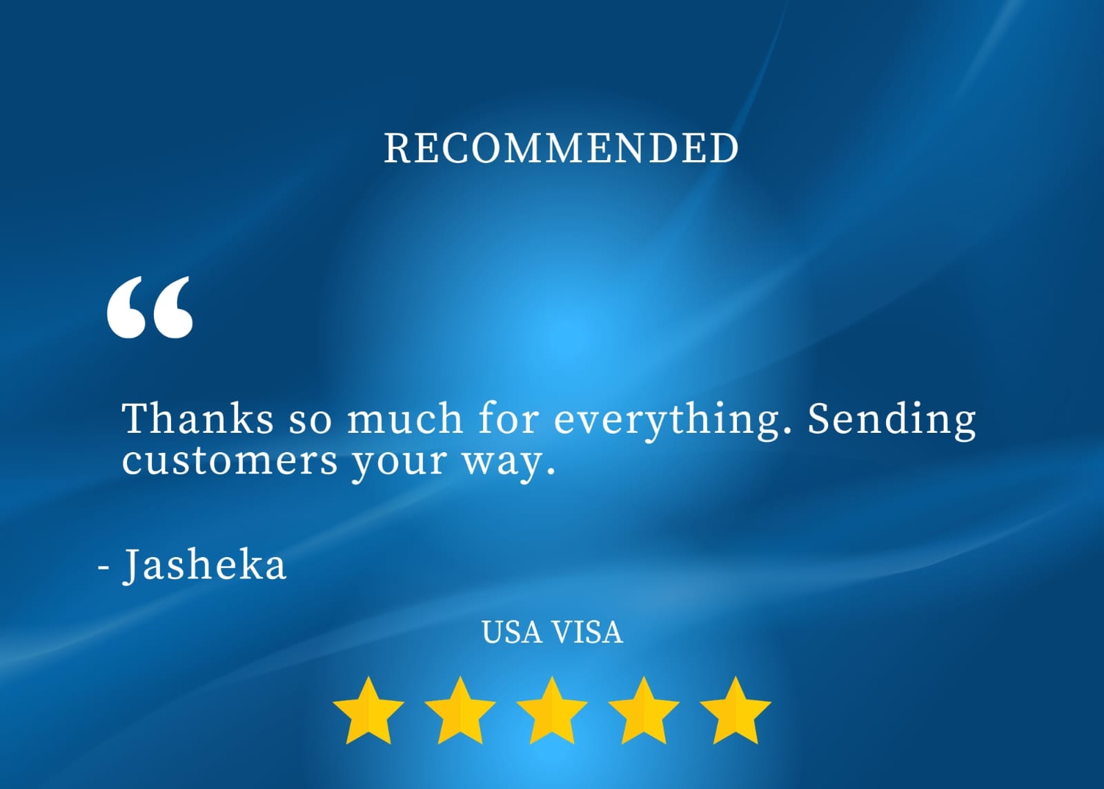 Jasheka — USA Visa recommended