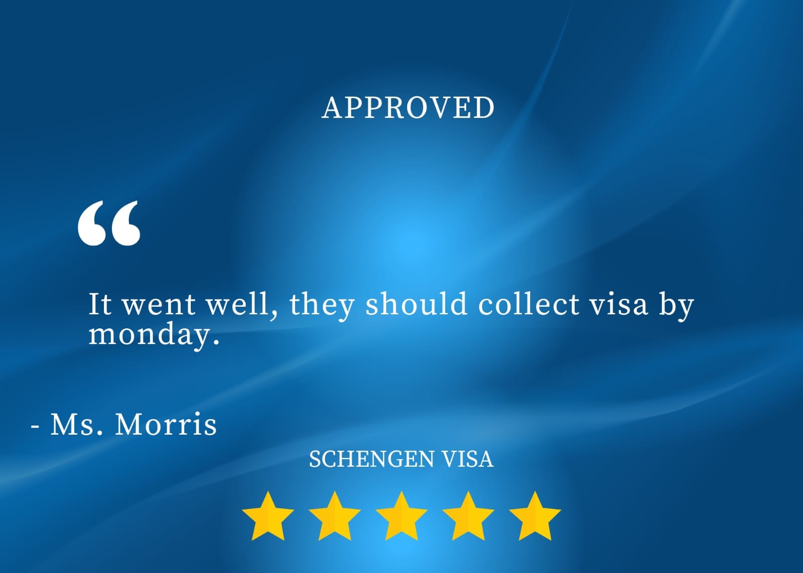 Ms. Morris — Schengen Visa approved
